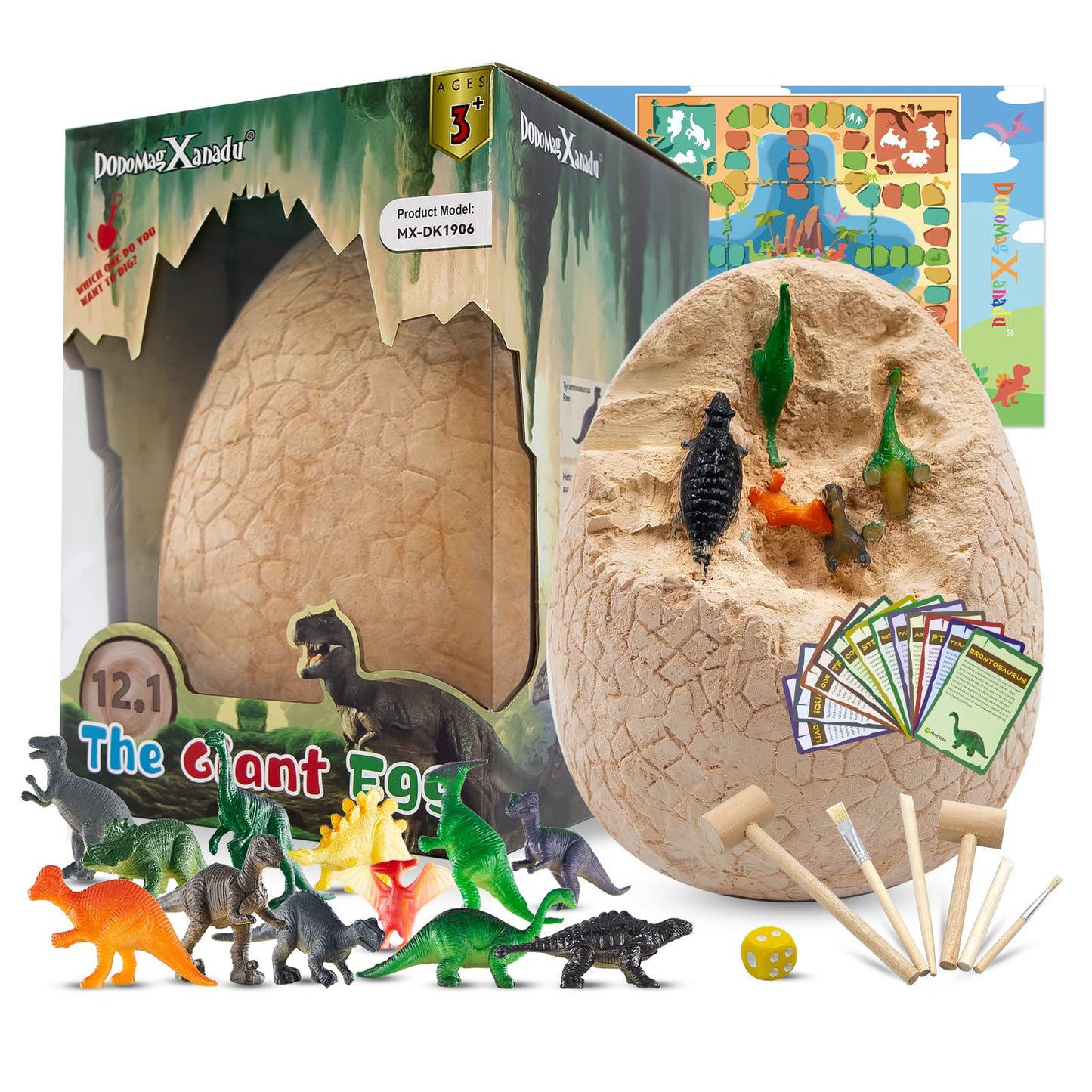 Dodomagxanadu Dinosaur Egg Excavation Kit, Dinosaur Egg Toyss For Boys Discover Jumbo Egg, Gaint Egg, Dino Egg Dig Kit Science Stem Dinosaur Party Favors Easter Basket Stuffers Gifts For Boys & Girls