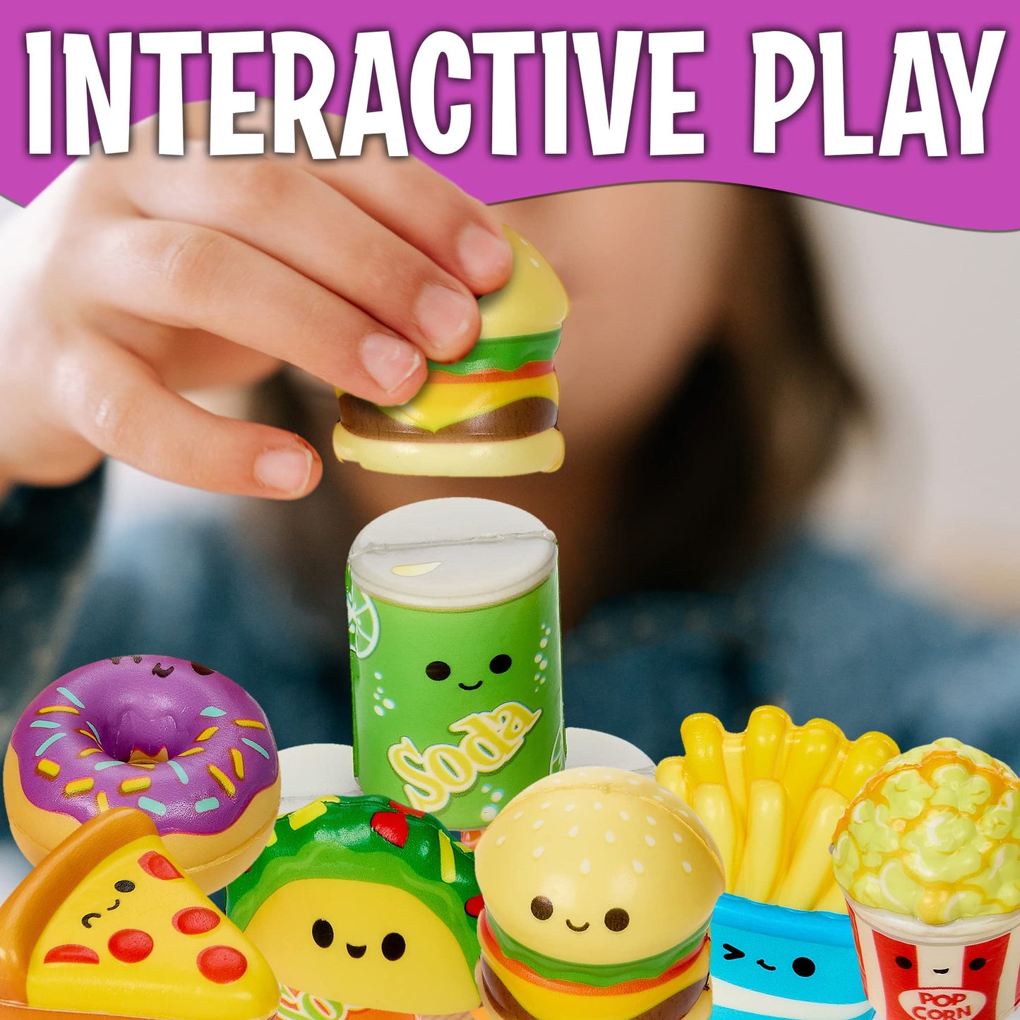 Playbees Mini Squish Fast Food Toys - 10 Pack - Assorted Designs Slow-Rise Stress Relief Toys For Kids, Mini Fidget Toys For Sen