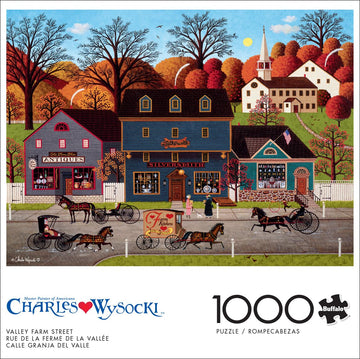 Buffalo Games 1000 Piece Jigsaw Puzzle - Charles Wysocki Valley Farm Street - Multicolor - Finished Size 26.75 x 19.75