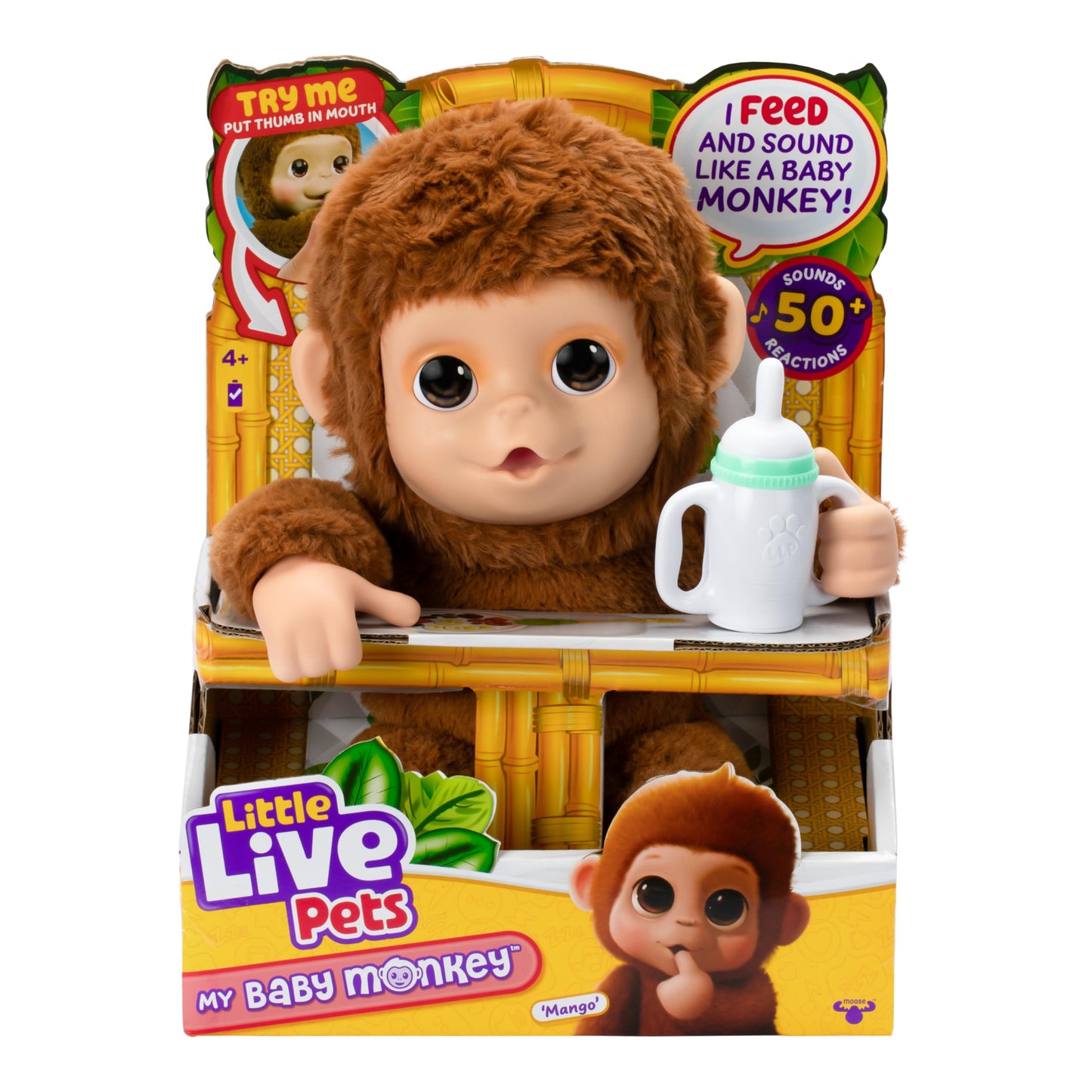 Little Live Pets My Baby Monkey - Adorable Pet Monkey With Over 50 Sounds & Reactions. Expressive Moving Mouth. Mango Sucks His