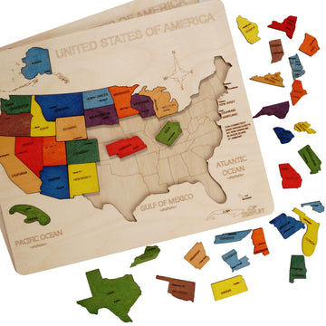 Usa Map Wooden Jigsaw Puzzle For Kids | 44 Puzzle Pieces | Learning & Educational Toy Gift For Boys & Girls Ages 3 Years And Above
