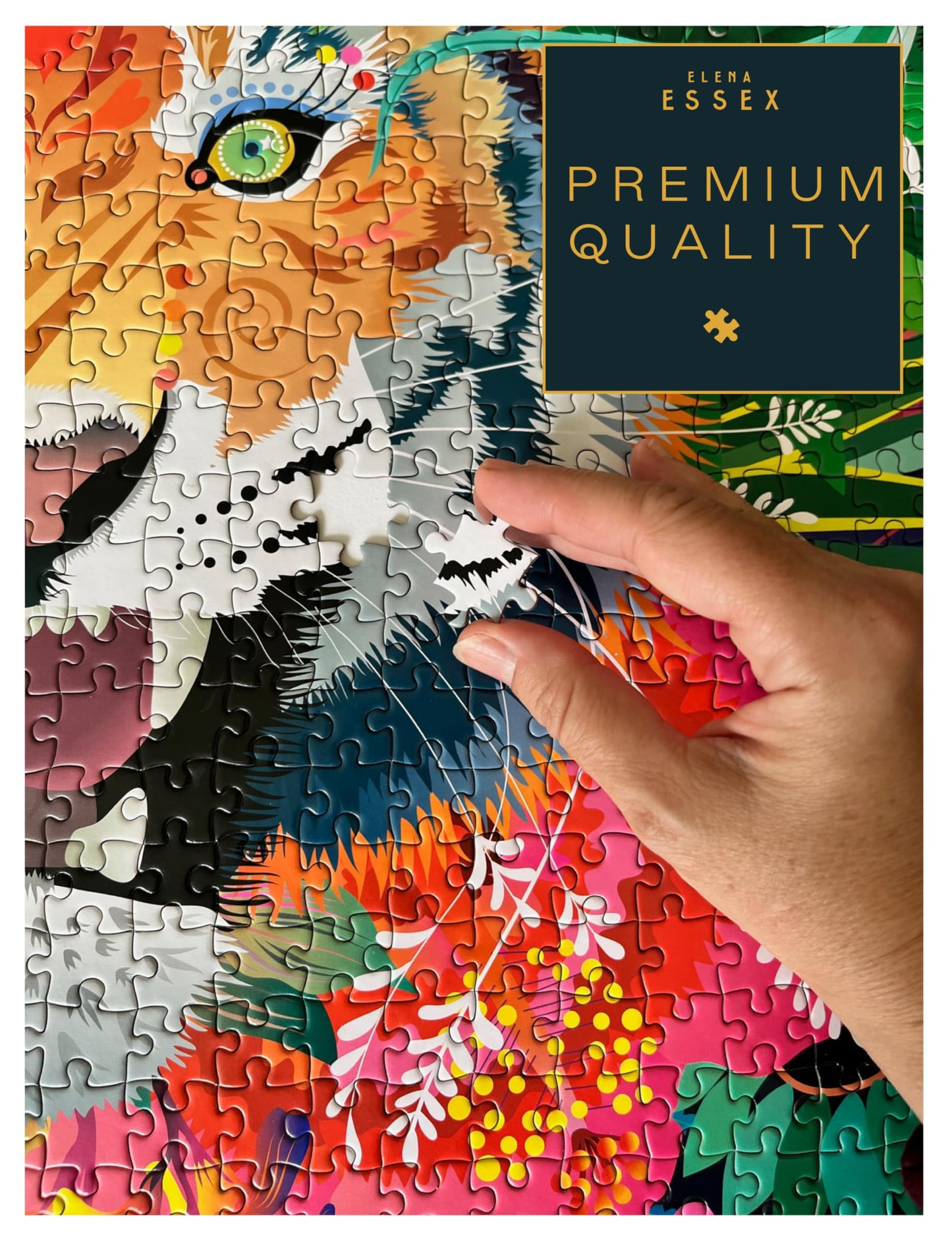 Elena Essex Jigsaw Puzzles 1000 Pieces - Roar Power/Puzzles For Adults 1000 Pieces / 1000 Piece Puzzle/Cool Animal Tiger Cat Puzzle/Puzzle Size 20X28 Inches