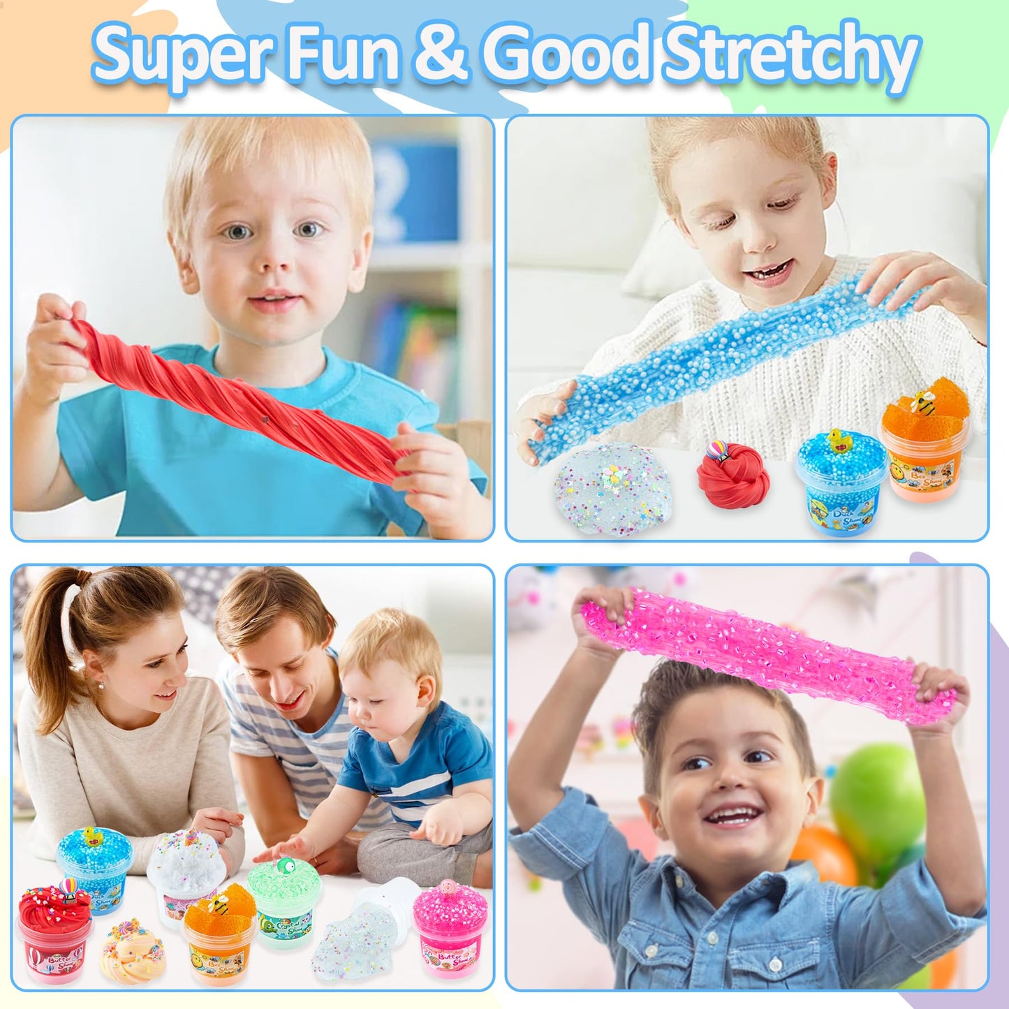 Okaybee Slime Variety Pack Different Textures, 8 Pack Slime Kit Include Butter Slime, Cloud Slime & Clear Slime, Honeycomb Slime