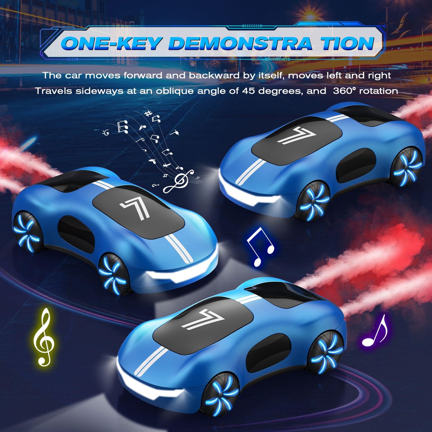 AEROQUEST Gesture Sensing Remote Control Car, Drift RC Stunt Car with Light Spray & Sound, 2.4GHz Hobby RC Cars Toy for Kids, 36