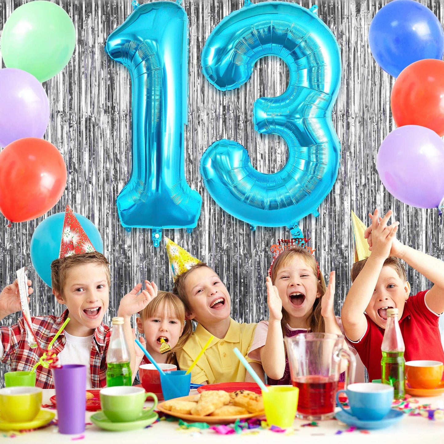Blue 13 Balloon Numbers, Large 13 Or 31 Foil Balloons, Big Number Balloons 40 Inch For 13Th / 31St Birthday Party And Anniversar