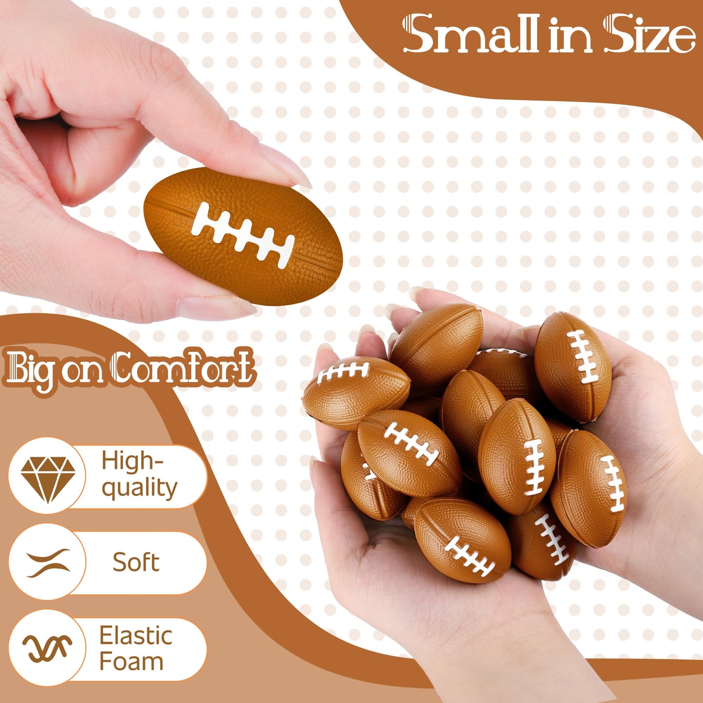Aodaer 24 Pack Mini Football Stress Balls With Drawstring Mesh Bag Fidget Toys For Adults Soft Foam Balls For Sports Party Favor