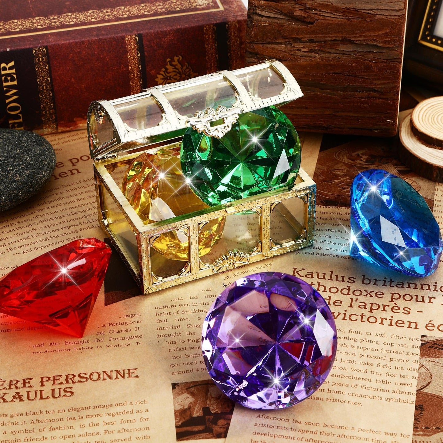 Marforever Extra Large Diving Gem Pool Toys, 60Mm Extra Big Diamond Colorful Pirate Treasure Diving Gems Huge Acrylic Diamond Po