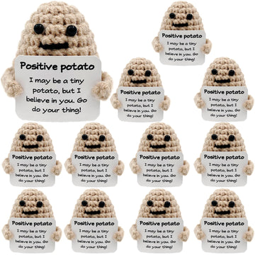 Gkuzus 12Pcs Positive Gifts Crochet Potato Doll Funny Knitted Wool Creative Cute Toy With Positive Card Good Luck Encouragement