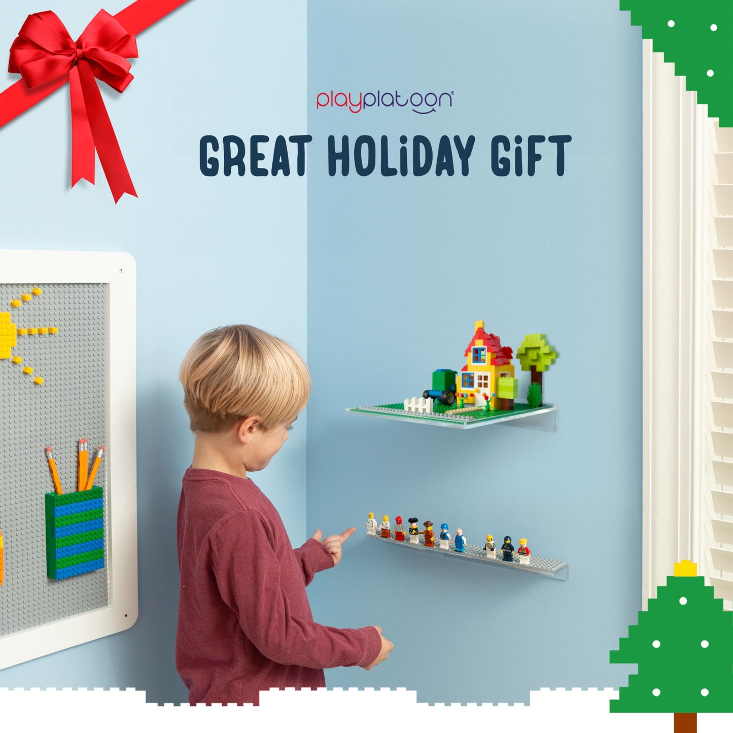Play Platoon Building Brick Display Shelves 2 Pack Minifigure Display Case Shelf - 10X10 Inch Acrylic Wall Mount Shelf For Wall,