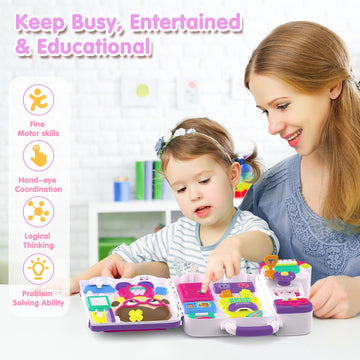 Montessori Busy Board For 1-2 Year Old Girl Gift,Musical Toys For Toddlers 1-3 Year,Educational Fine Motor Baby Toys For 12 18 M