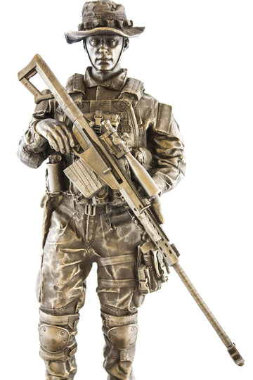 Ytc Sniper 13' Bronzed Resin Military Statue #8088 Modern Era Sniper .50 Cal Barrett M82