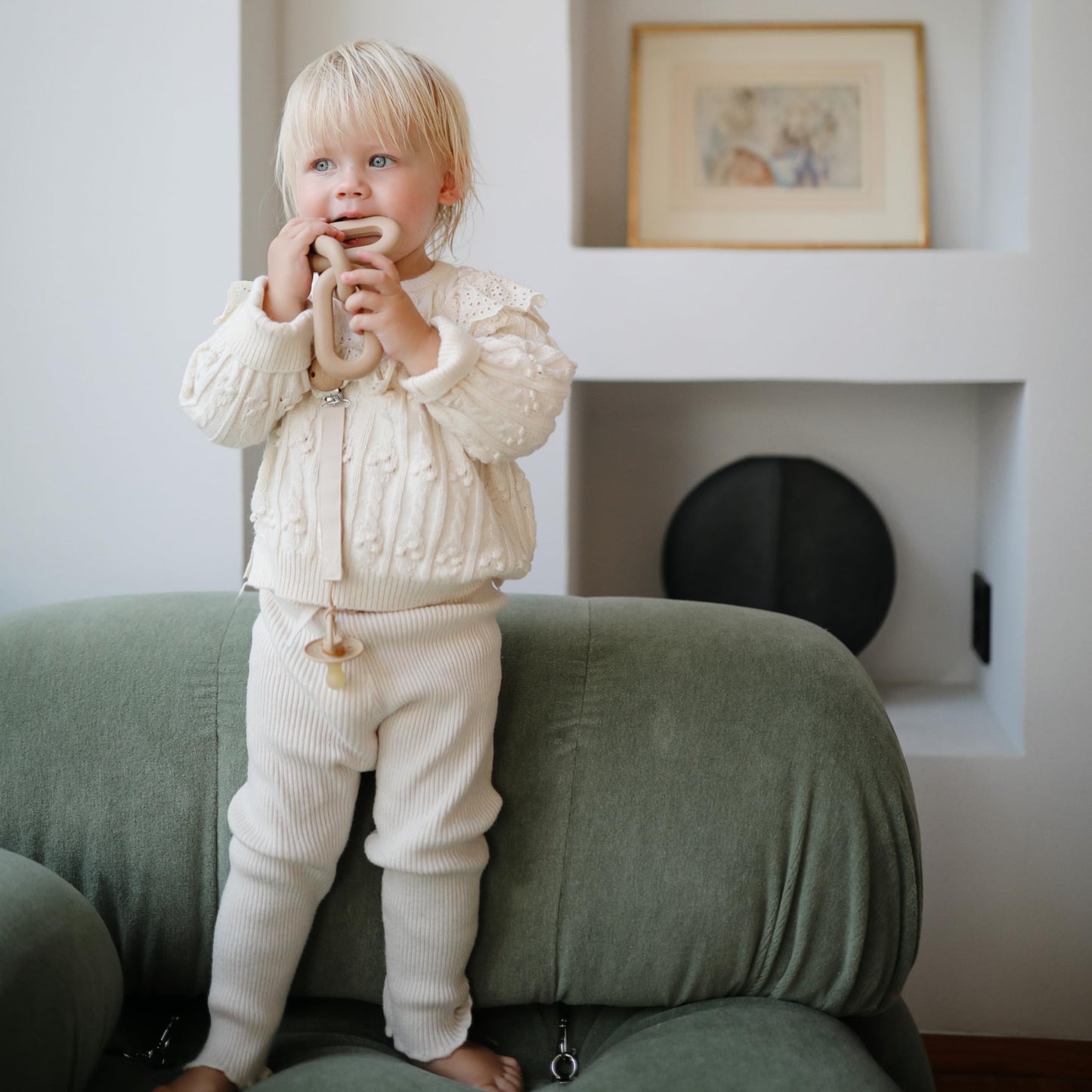 Mushie Silicone Baby Links Teether Toy (Natural)