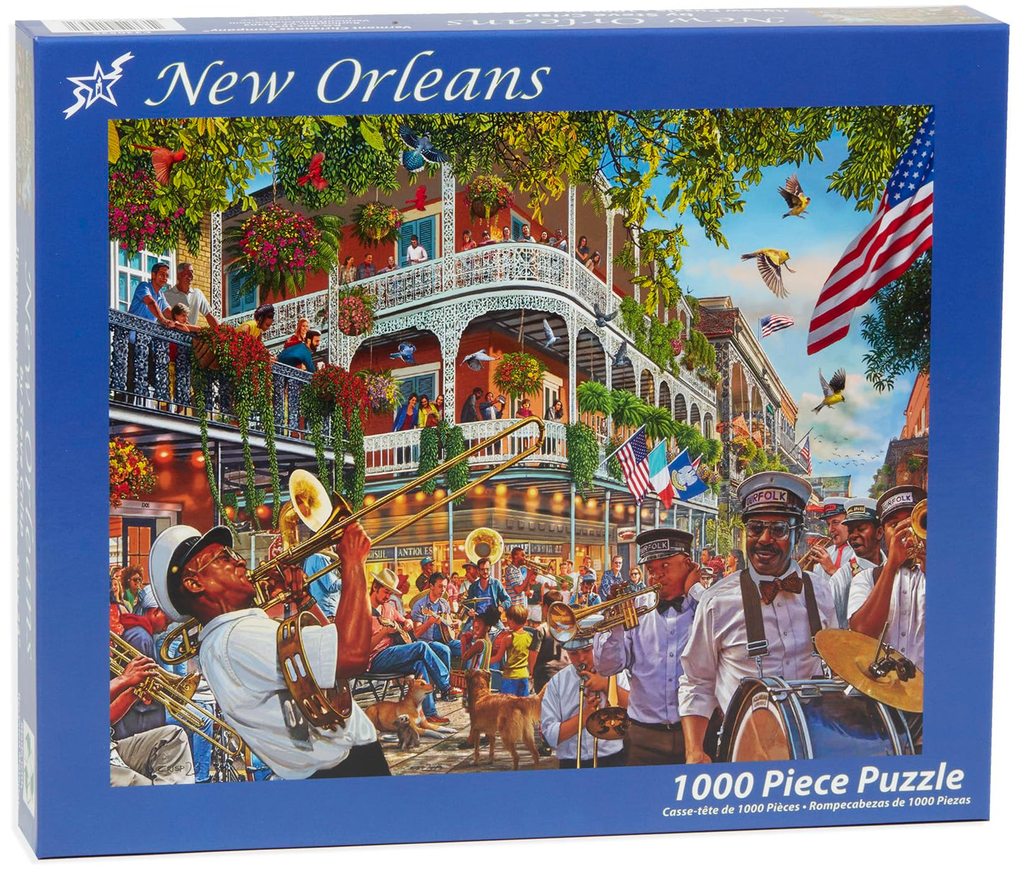 Vermont Christmas Company New Orleans Jigsaw Puzzle 1000 Piece - Fully Interlocking And Randomly Shaped Pieces - Large Size 30' X 24'