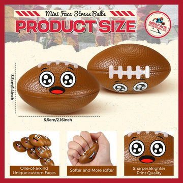 Arrowbash 24 Pcs Mini Face Football Stress Balls For Boys Girls Football Stress Balls Funny Face Squeeze Balls Foam Balls For St