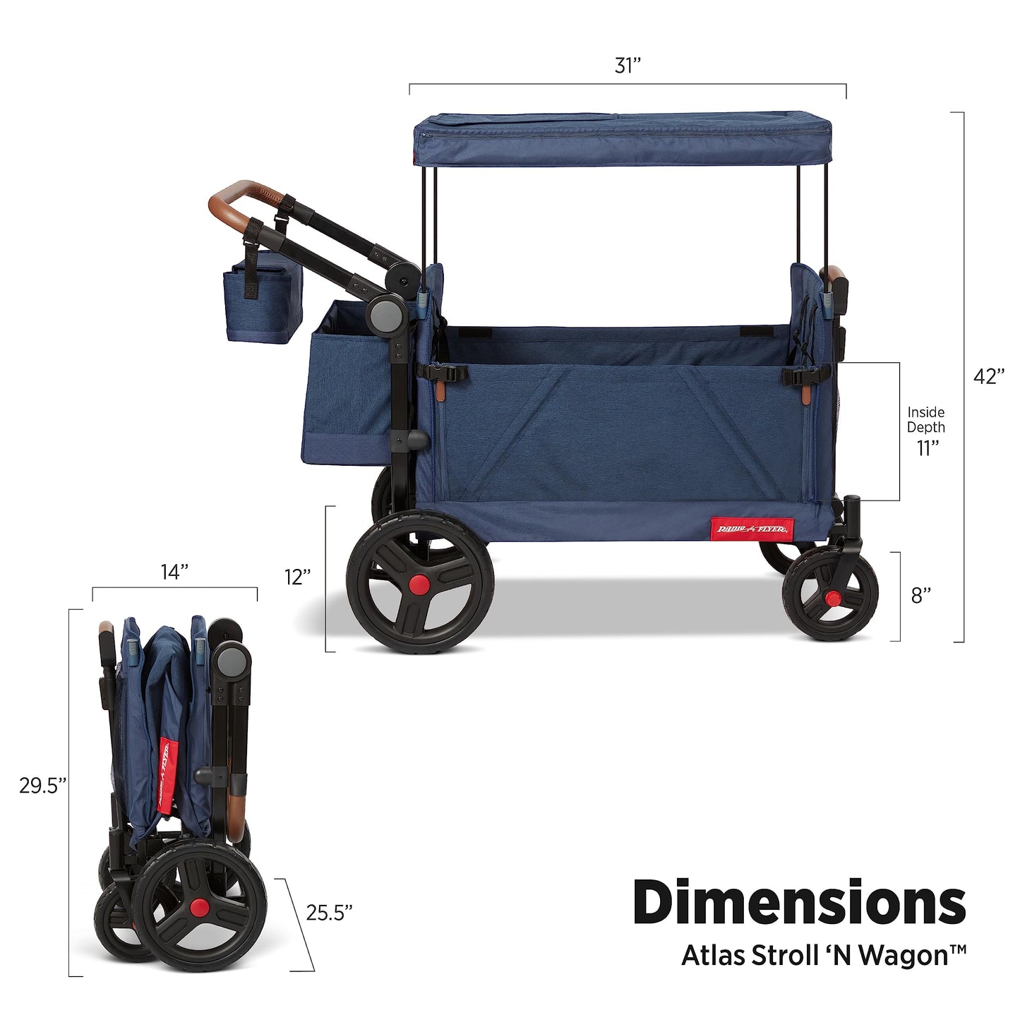 Radio Flyer Atlas Stroll N Wagon, Folding Wagon For 1+ Years - Blue