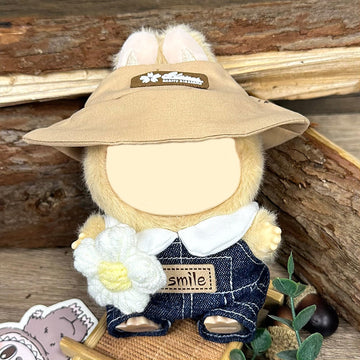 QIUTIMIY Clothes for Doll 17cm Doll Clothes 4-Piece-Set Doll Clothes enhanced Doll Outfit with Accessories-Hat+T-Shirt+Overalls+Corsage(NO Doll Included)