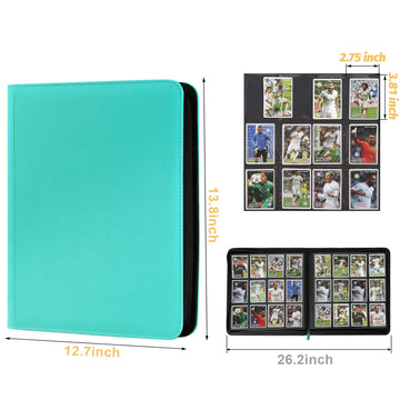 Trading Card Binder 12 Pocket GERMUN PU Cover Card Binder for 720 Cards enhanced Trading Card Holder Folders Double Sided Pocket Card Album for MTG TCG (Lake Blue)