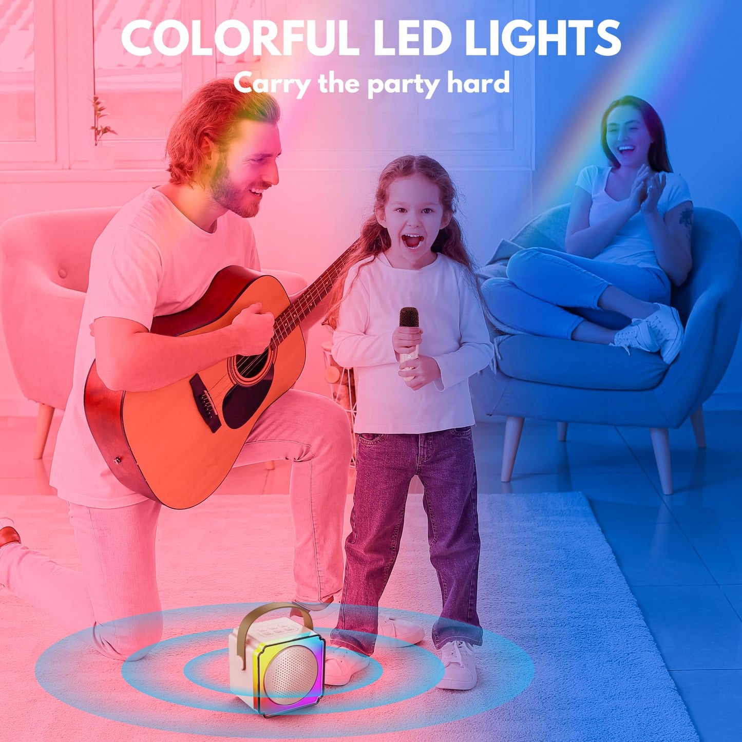 Karaoke Machine Portable Bluetooth Speaker with Wireless Microphones for Kids mature-themed Birthday Family Party Gifts Toys for Toddler Girls Boys 3 4 5 6 7 8 9 10 11 12+ Year Old