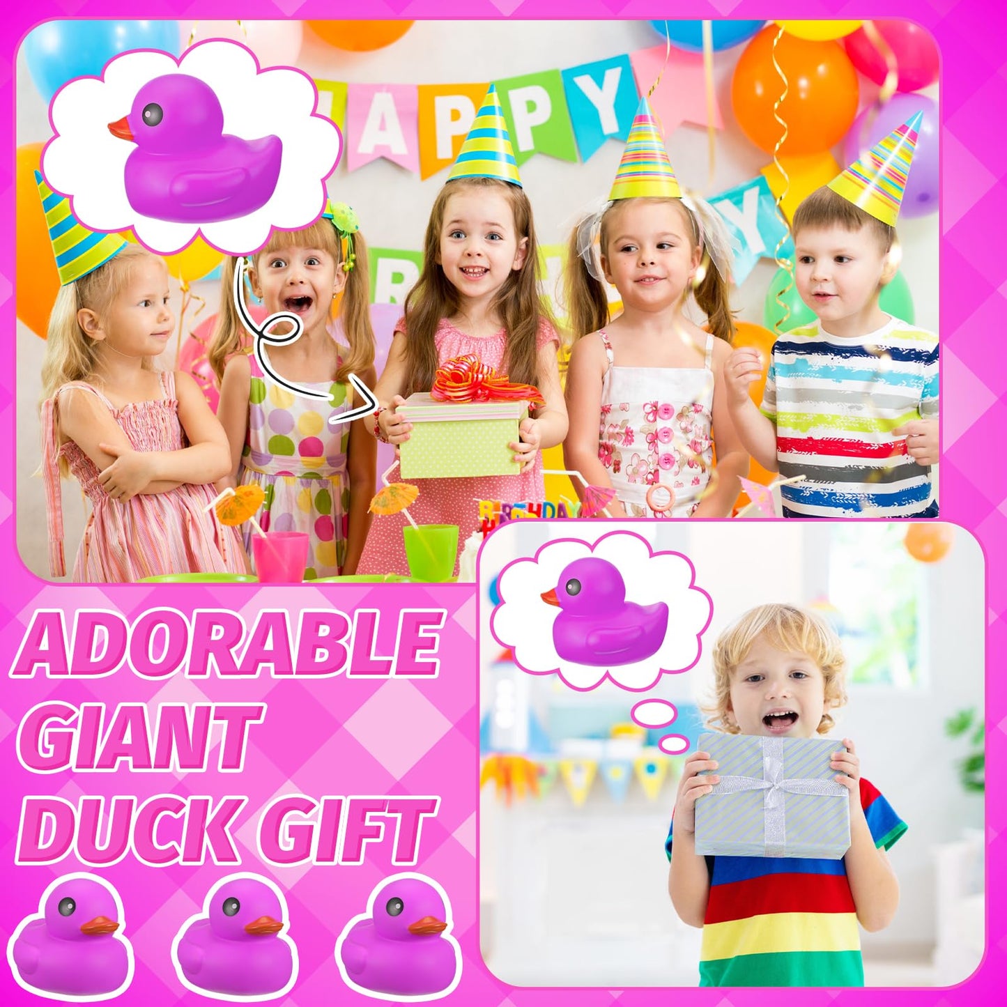 Honoson 6.89 Inch Giant Rubber Duck Big Rubber Duck Large Duck Bath Toy With Squeaky Sound For Summer Baby Shower Birthday Party