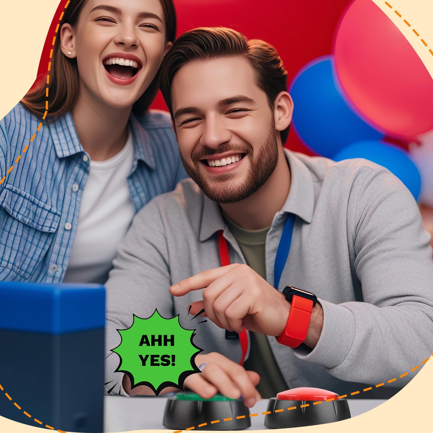 Refarico Yes No Button For Quiz Competition And Family, Funny Button With Sound Effects, Button Desk Accessories, Gag Gifts For