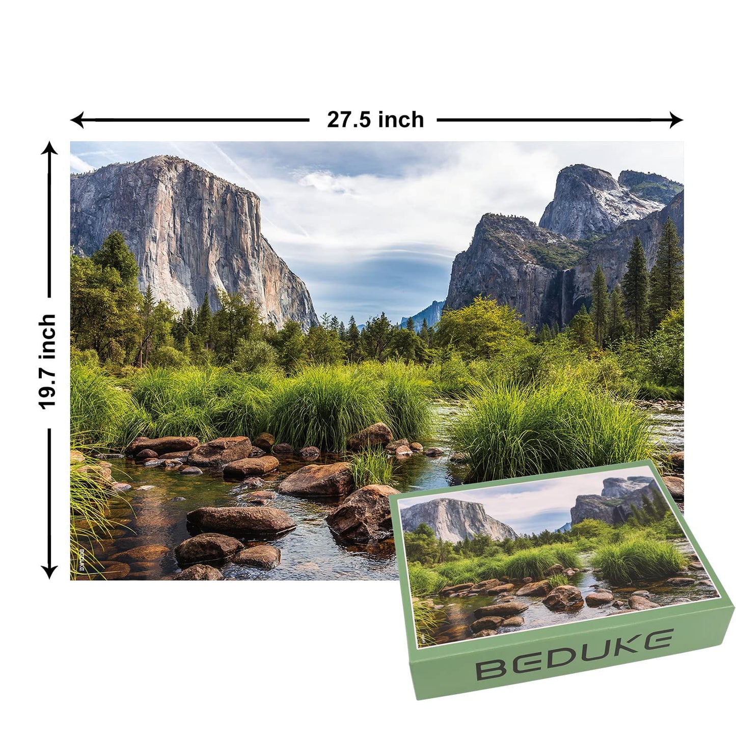 Beduke Jigsaw Puzzles 1000 Piece - Every Piece Is Unique - Yosemite National Park For Adults Thick Sturdy Cardboard Precise Interlocking Family Game Puzzle Age 14+