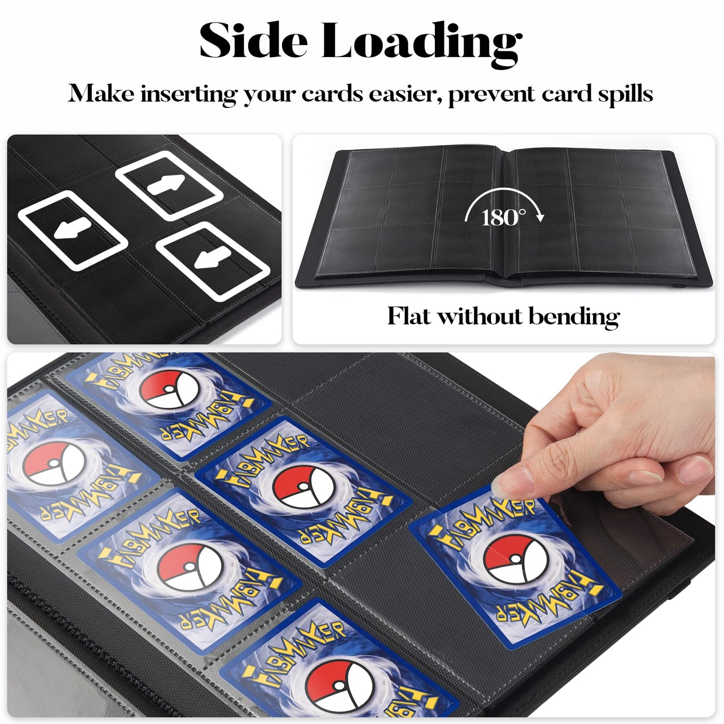 Premium Card Binder 9 Pocket, Fabmaker Pu Cover Trading Card Binder For 360 Cards, Sturdy Card Collection Album, Card Holder Fol