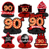 Happy 90Th Birthday Red And Black Table Honeycomb Centerpieces Balloons Theme Decor Table Decorations Table Toppers For Girls Women Princess 90 Years Old Birthday Party Bday Supplies Background Gold