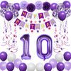 Naninuneno 10Th Birthday Decorations For Girls, Purple 10 Happy Birthday Balloons Supplies Including Purple Happy Birthday Banne