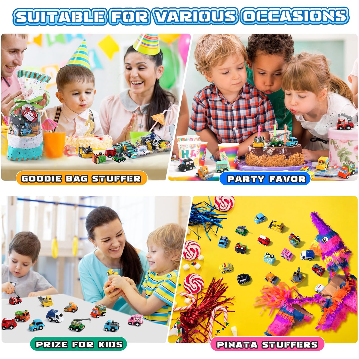Fajiabao 18 Pcs Toddler Toys Cars for 1-3-5 Mini Pull Back Cars Small Toy Trucks Toddler Party Favors Pinata Filler Goodie Bags