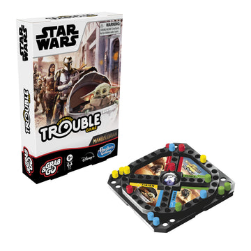 Hasbro Gaming Trouble: Star Wars The Mandalorian Edition Board Game For Kids Ages 5 And Up Grab And Go (Travel)