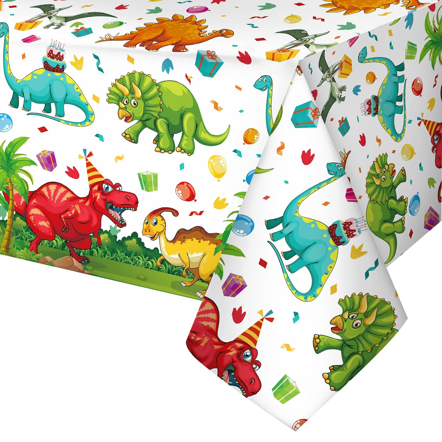 Tegeme 1 Pcs Dinosaur Plastic Tablecloth Dinosaur Party Table Cover 54 X 108 Inch Disposable Waterproof Dino Print Table Cloth F