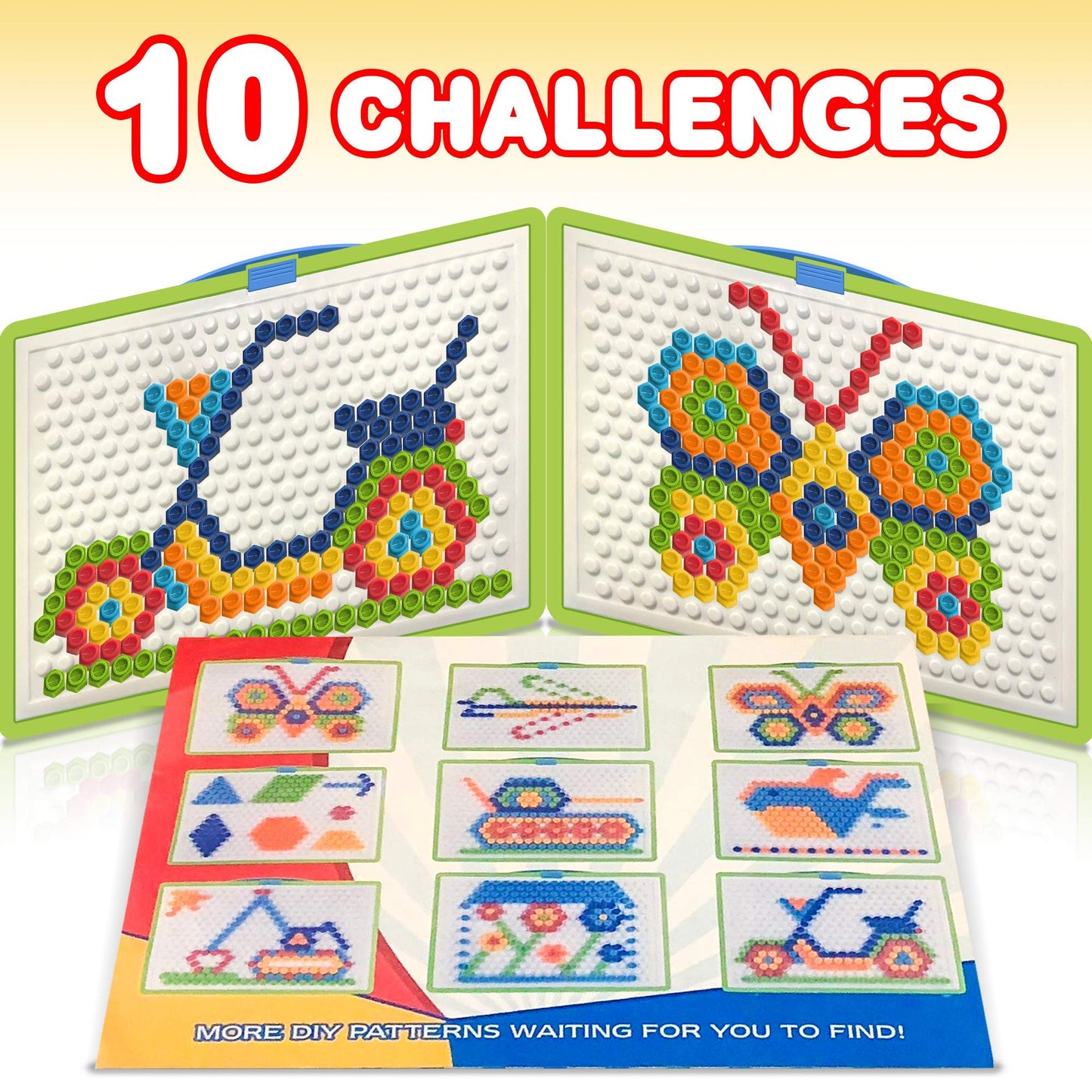 Artcreativity Mushroom Peg Puzzle For Kids With 10-Challenges - Fun Brain Teaser For Children - Arts And Crafts Creative Educati