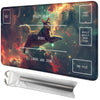 Rwutytiul Galaxy Cat Card Playmat 24 X 14 Inch With Tube Bag, Card Gameplay Board With Zones Commander Deck Mtg Rpg Ccg Tcg Card