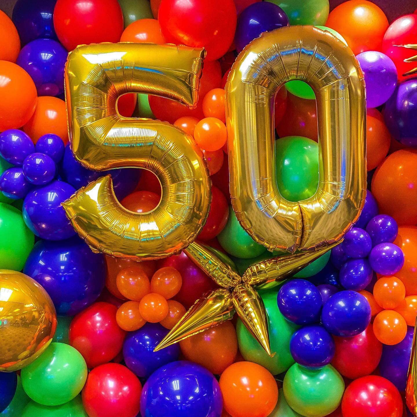 LHOAVWE 40 Inch Gold 50 Number Balloons, Giant Jumbo Foil Mylar, Perfect for 50th Birthday and Anniversary Party Decorations