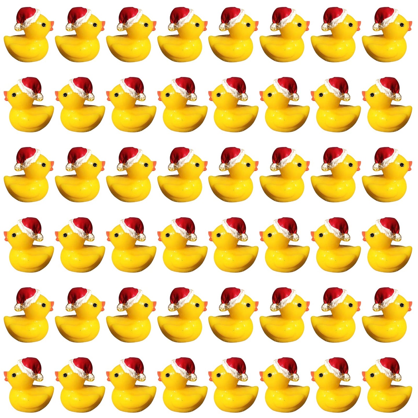 Eomtur 50Pcs Miniature Cute Cap Duck Exquisite Mini Duck Figures Small Rubber Ducks For Reunion Decoration Birthday Bath Cake Ornament (Yellow)