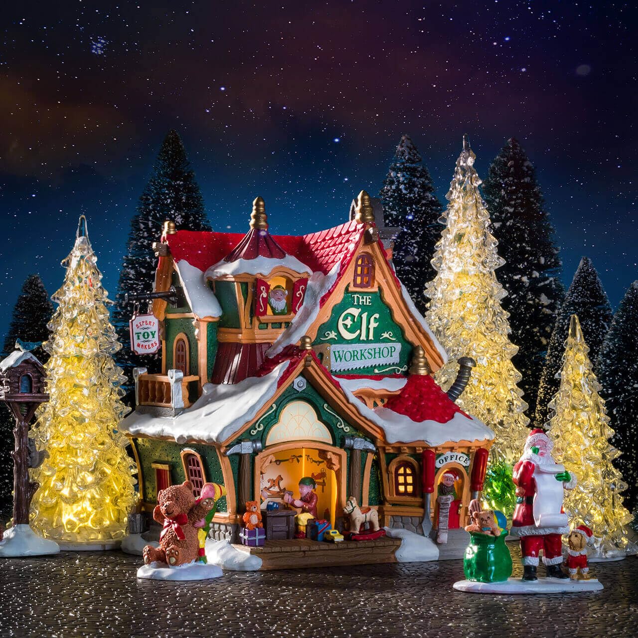 Lemax Crystal Lighted Tree, 3 Color Changeable, Small, Set Of 4, Battery Operated (4.5V) #94518