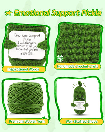 Jelutar Mini Funny Positive Potato, 3 Inch Knitted Doll With Positive Card For Cheer Up Gifts And Party Decorations, Cute Positive Potato Crochet Doll For Birthday Gifts (Funny Pickle)