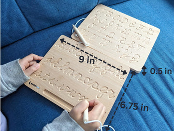 CosmoKool Montessori Cursive Alphabet Tracing Board | Alphabet Letters | ABC Tracing | Double Sided with Wooden Pen | Cursive
