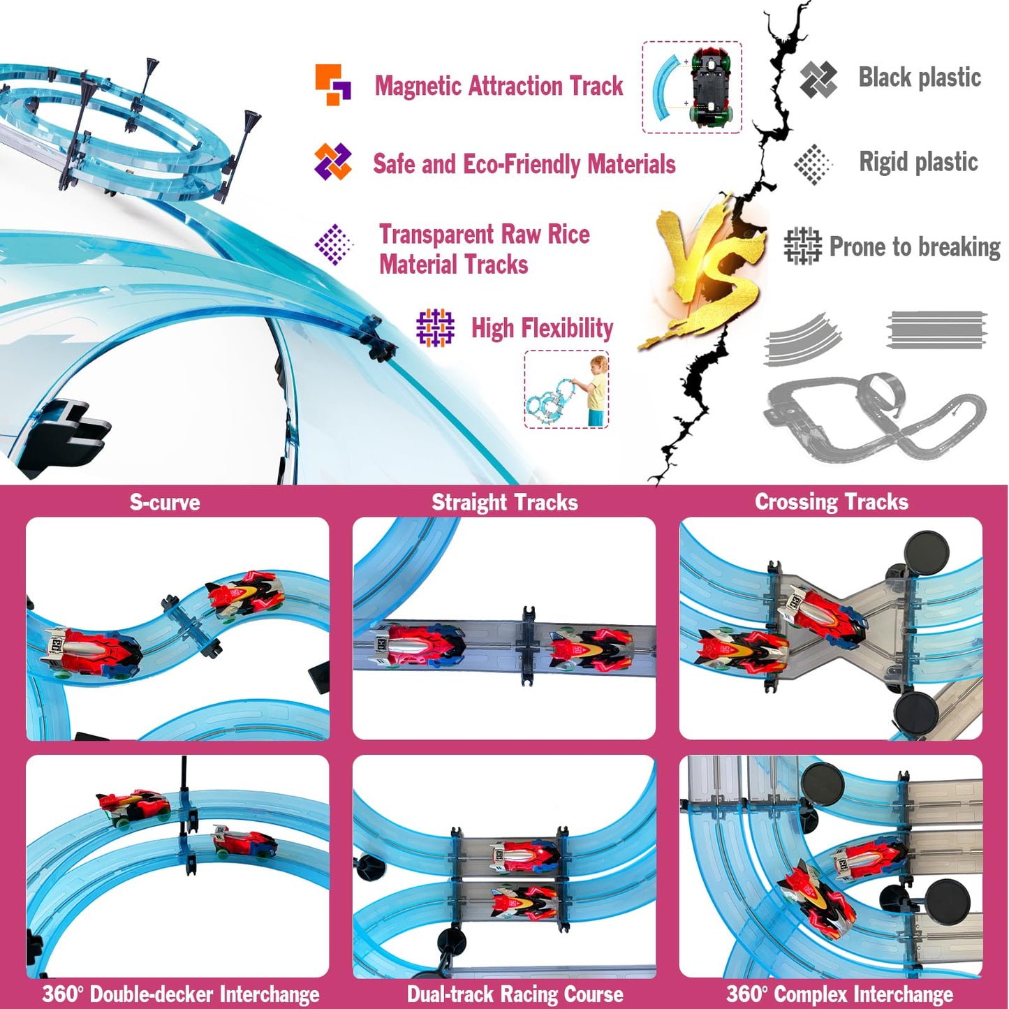 Slot Car Race Track Sets Electric Remote Control Car For Kids Rechargable Electric Racing Game With Hand Controllers Circular Ov