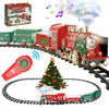 Christmas Train Set - Updated Remote Control Christmas Train Toys W/Smoke, Sounds, Lights, Rechargeable Electric Train For Aroun