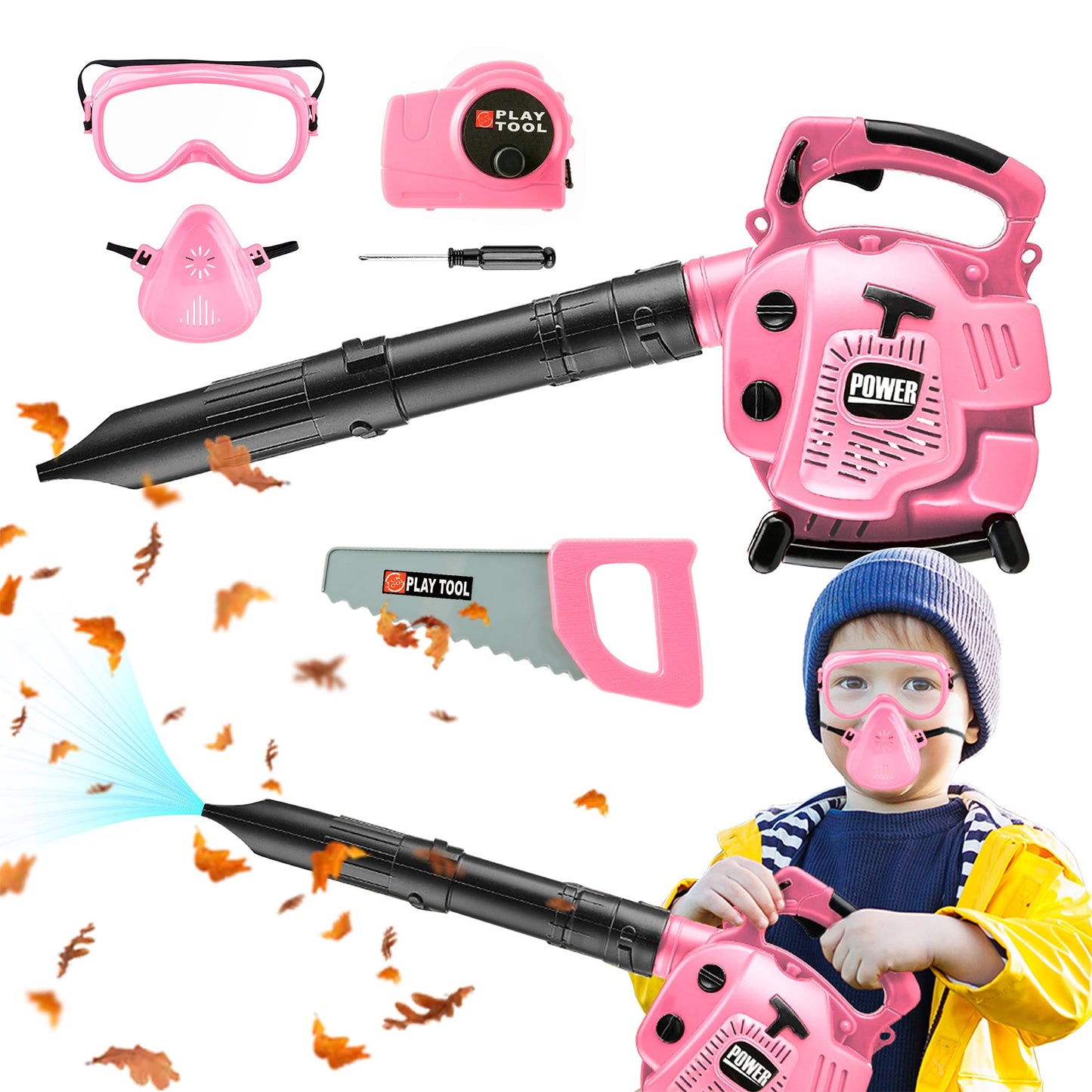 Bellochiddo Toy Leaf Blower - Kids Blower That Really Works With Realistic Sounds And Wind, Pretend Play Series Outdoor Power To
