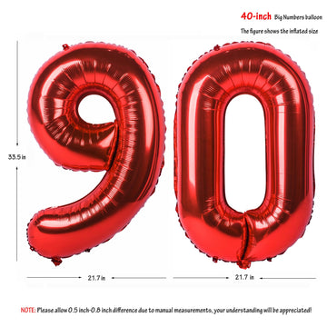 40 In Red Number Balloons Helium Foil Mylar Balloon Birthday Party Banquet Decoration Digital 90