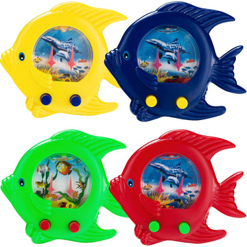 Bedwina Fish Water Ring Toss Toy - Pack of 12, Assorted Colors, Handheld Aqua Arcade Game for Kids, Travel & Party Fun