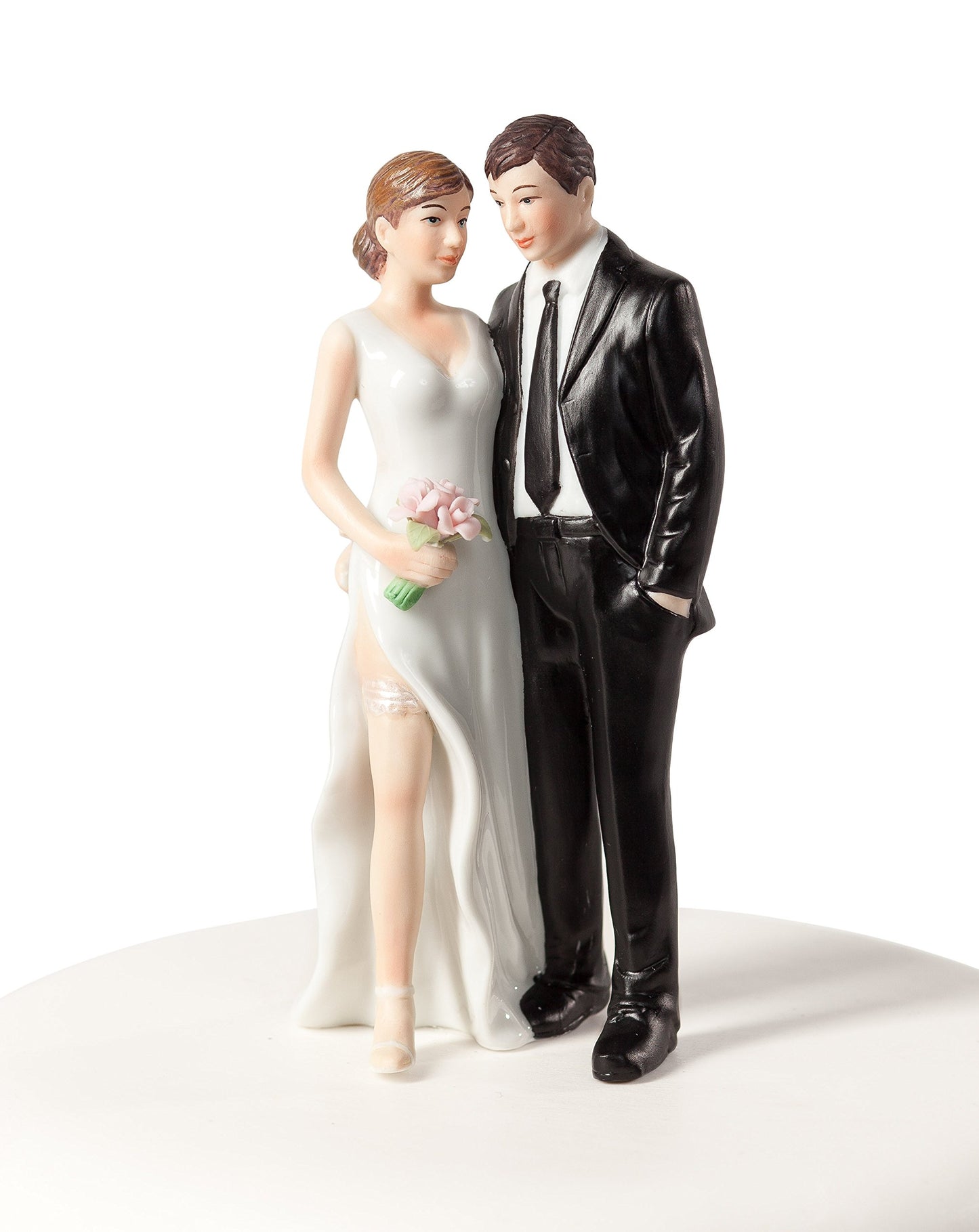 Wedding Collectibles Cake Topper - Funny Sexy Tender Touch Figurine, 5.25" Porcelain, Humorous Bride & Groom Decor