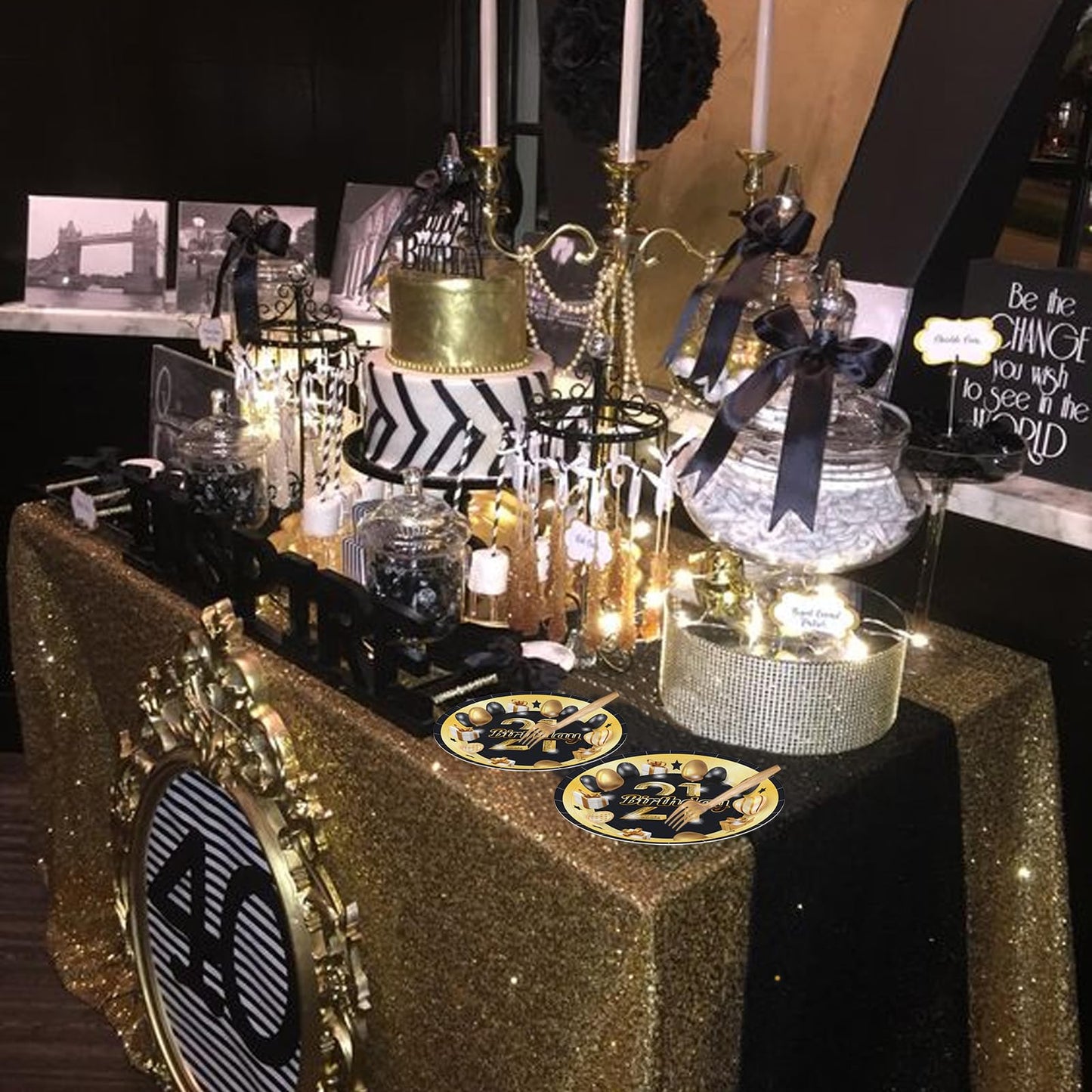 Scione 96 Pcs 21St Birthday Decorations Plates And Napkins Party Supplies For Him Her - Paper Party Tableware Decorations Set For 24 Guests