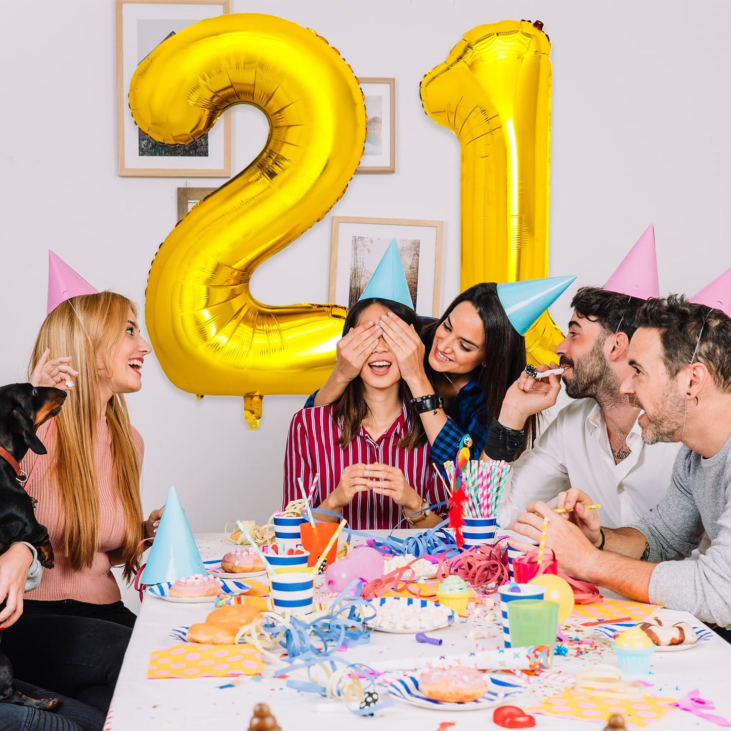 Pigetale 40 Inch 21 Number Balloons Gold Big Giant Jumbo Helium Number Digital 21 Foil Mylar Balloon For 12Th 21St Boys Girls Bi