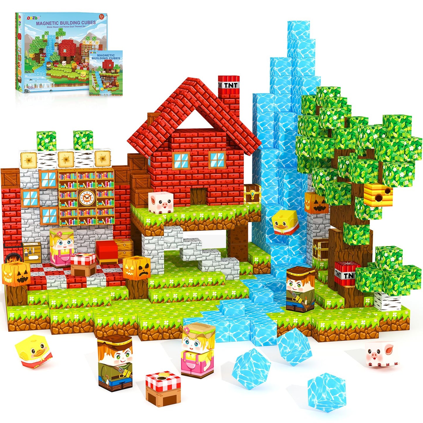 Orzbb Magnetic Blocks Kids Games Building Toys For 3 4 5 6 7 8 9 10 11 12 Year Old Boys Girls, Magnetic Tiles Cubes Stem Sensory