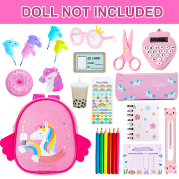 Bddoll Doll Clothes And Accessories School Supplies Playset For 18 Inch Girl Doll With Doll Clothes,School Bags, Student Cards,
