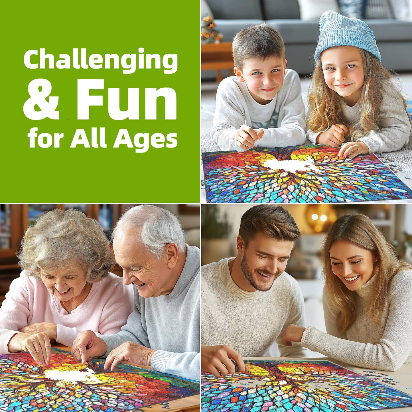 500 Piece Puzzles For Adults Stained Glass Tree Of Life Puzzle For Adults Colorful Mosaic Jigsaw Puzzles 500 Pieces With Letters