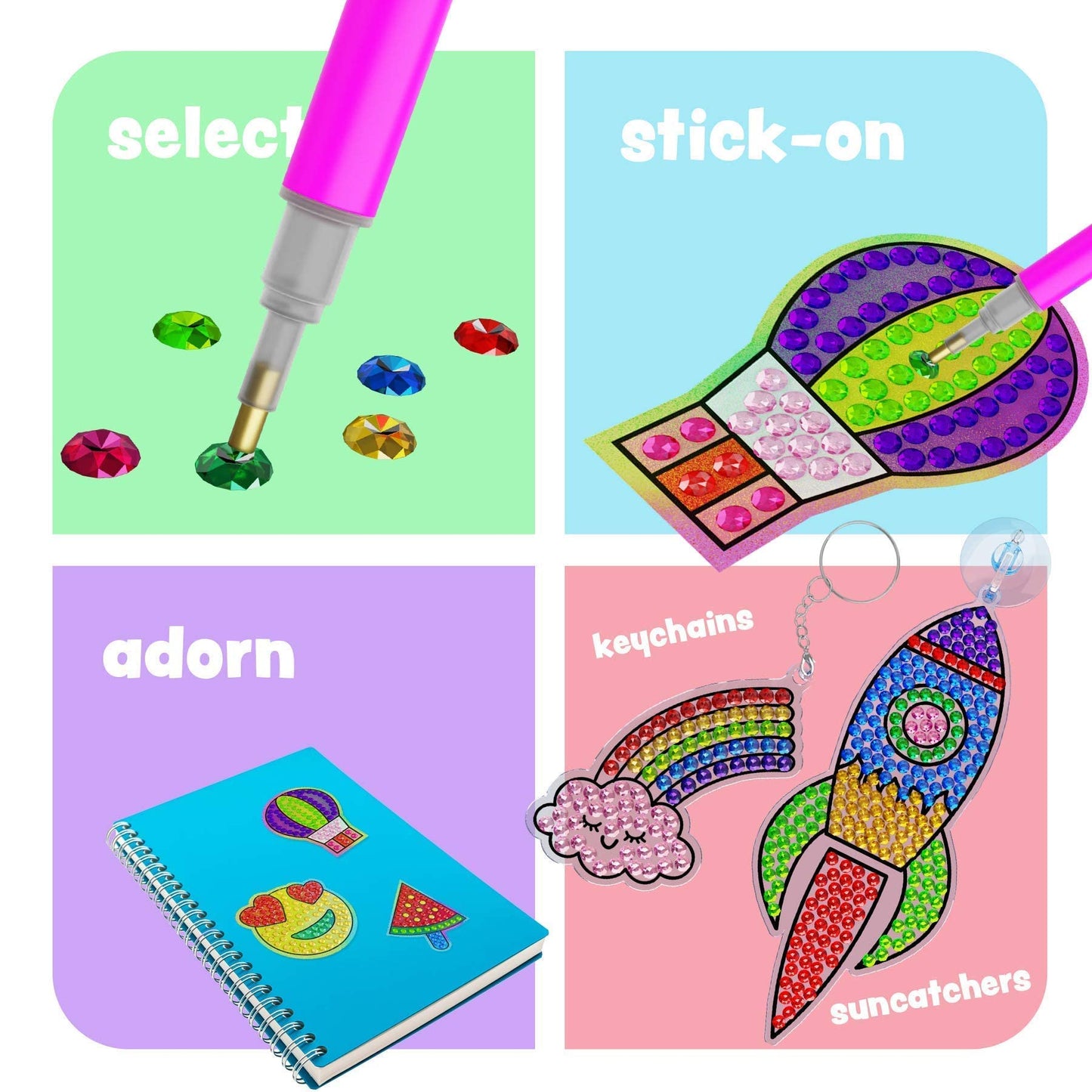 Dan&Darci Diamond Art Kit for Kids - Gem Painting Arts & Crafts Kits for Ages 6-12, Gifts for 6, 7, 8, 9, 10, 11, 12 Year Old Bo